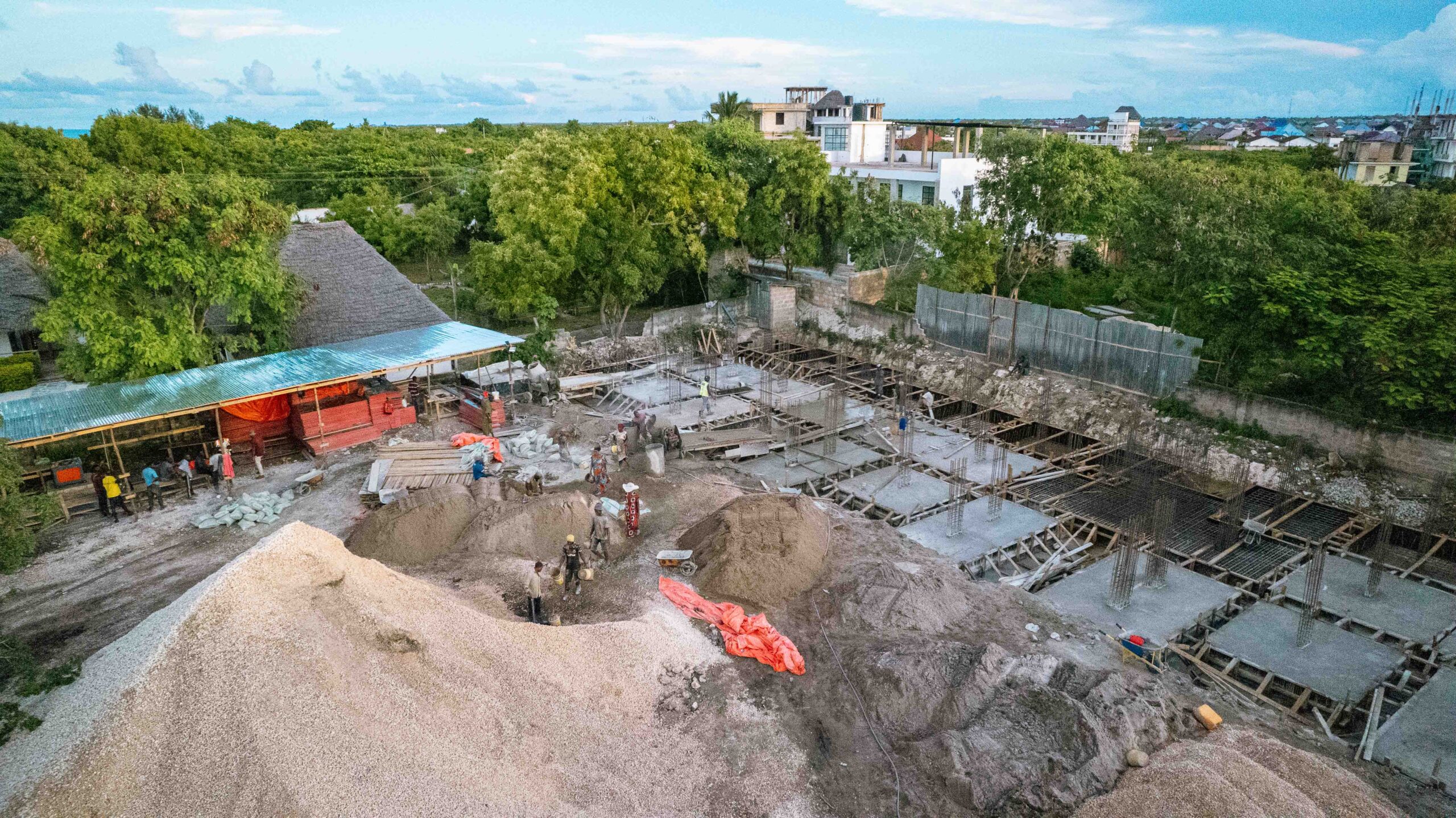Drone view The Hills Nungwi construction site Zanzibar 2026